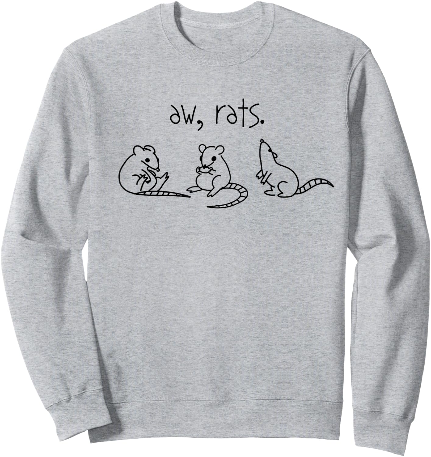 Picadilly Printables Rats - Aw, Rats! Cute Rat Trio -Adult , Grey, Small, Classic Fit, Short Sleeve Sweatshirt - Sweatshirt | Ash