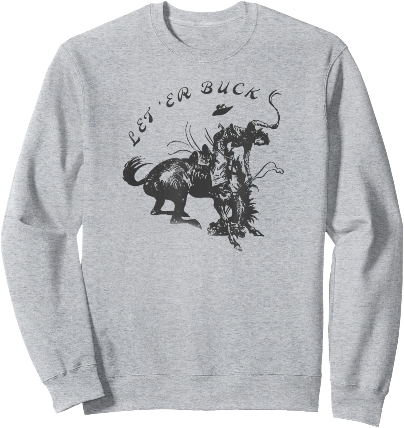 Bucking Bronco Western Cowboy Sweatshirt - Sweatshirt | Ash