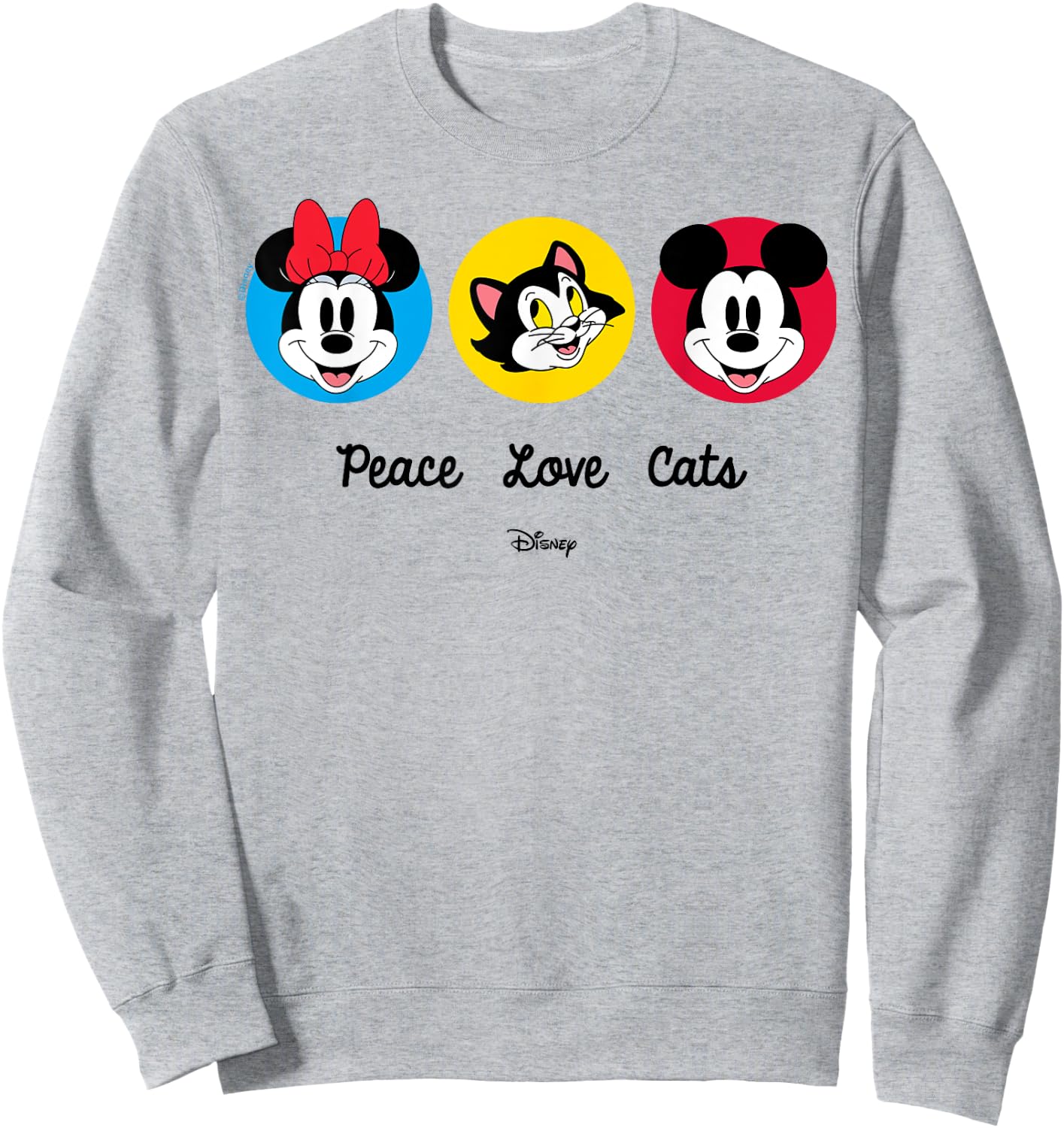 Mickey Mouse Minnie Mouse Figaro Peace Love Cats Sweatshirt - Sweatshirt | Ash