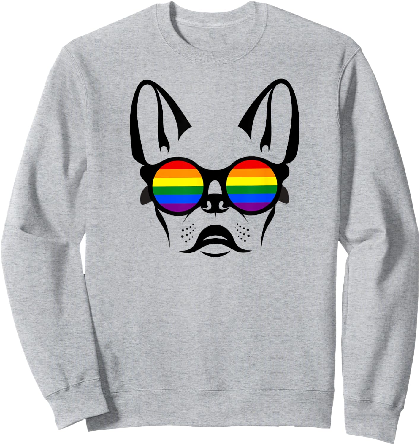 Gay French bulldog with rainbow pride sunglasses Men Women Sweatshirt - Sweatshirt | Ash