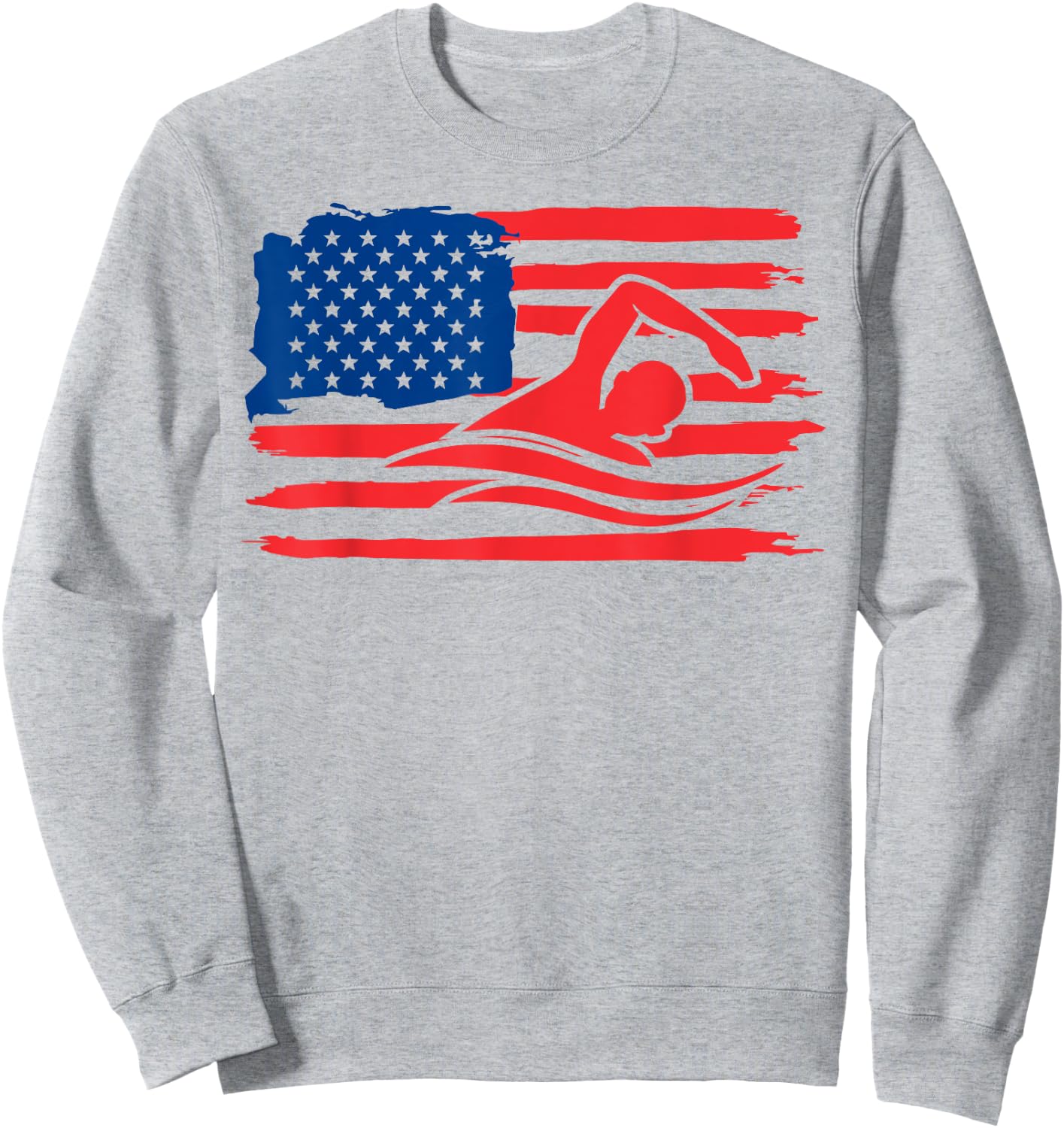 Vintage american flag swim team swimmer funny swimming gift Kids Men Sweatshirt - Sweatshirt | Ash