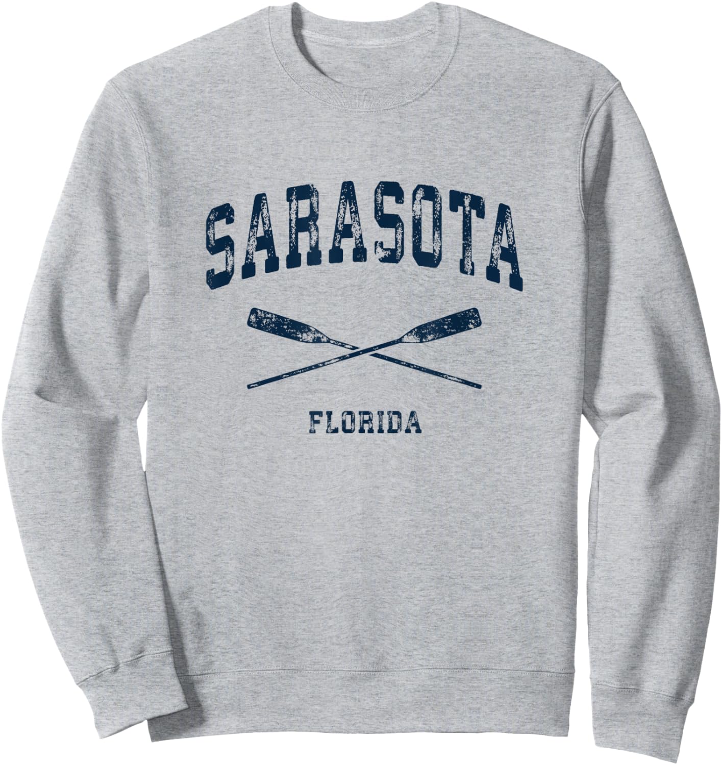 Sarasota Florida Vintage Nautical Crossed Oars Navy Sweatshirt - Sweatshirt | Ash
