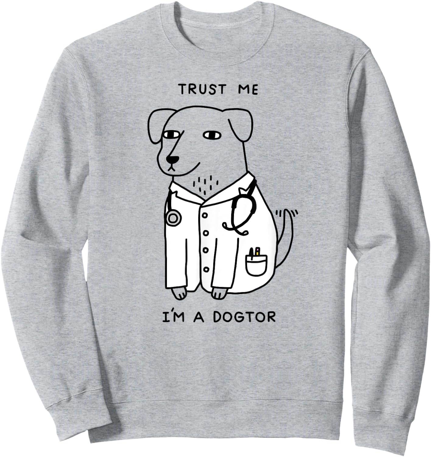 Obinsun -Adult Dog Lovers, Veterinarians Blue Cartoon Dog Doctor Sweatshirt - Sweatshirt | Ash