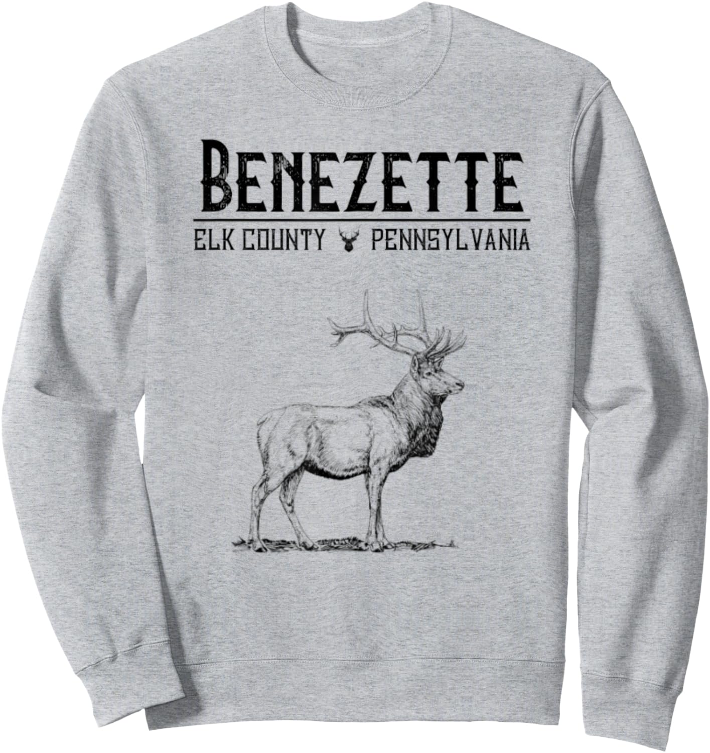 Benezette Elk County Pennsylvania Route 555 Nature State Sweatshirt - Sweatshirt | Ash