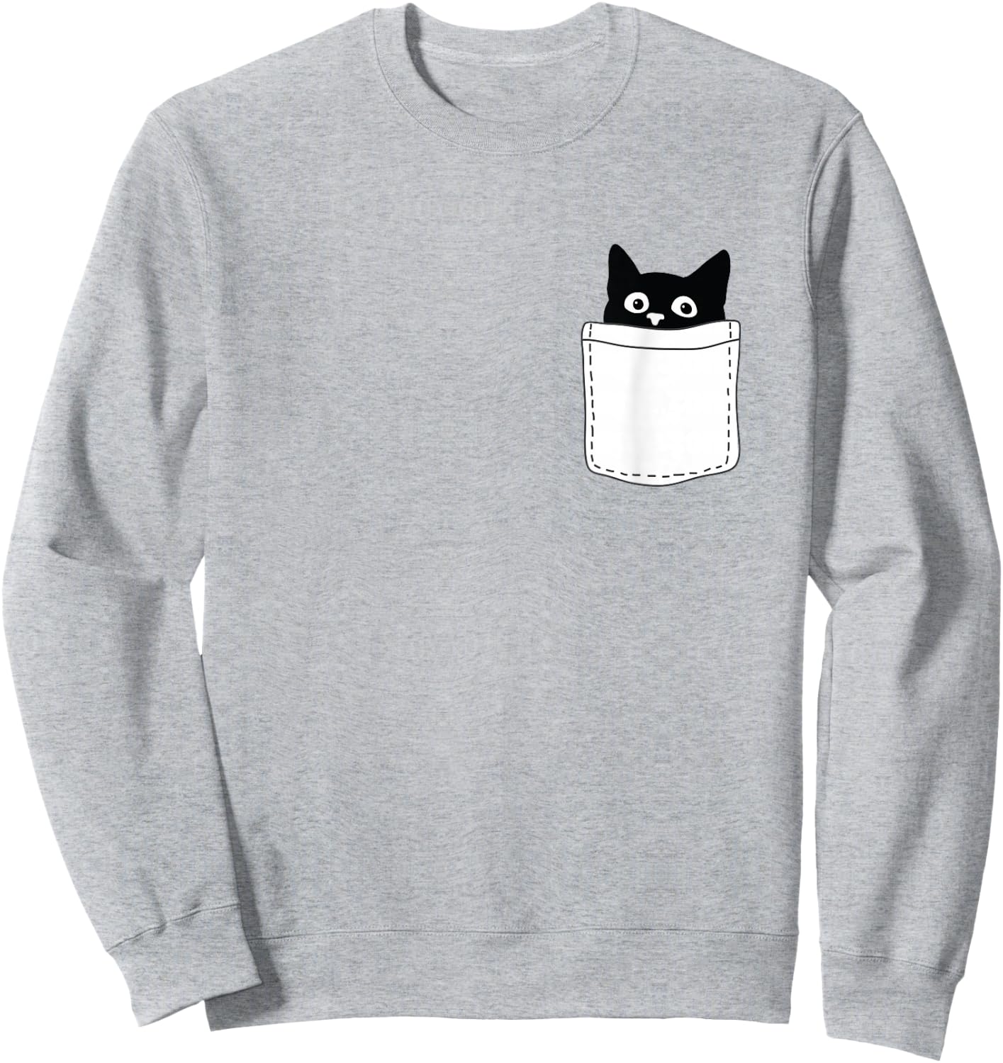 Cute Black Cat Spy Peeking in Pocket for Kitten Lovers Sweatshirt - Sweatshirt | Ash