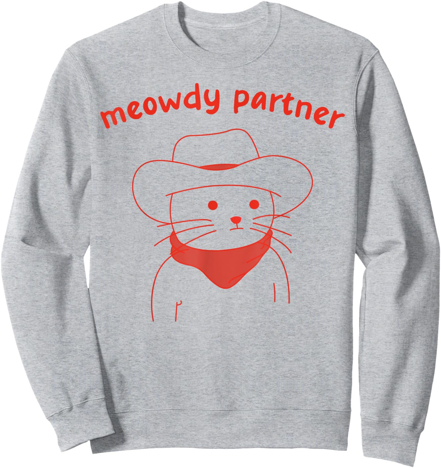 Meowdy Partner Cat Cowboy Sweatshirt - Sweatshirt | Ash