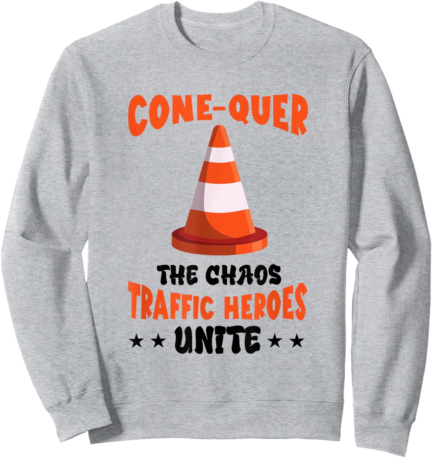 Conquer The Chaos Funny Halloween Costume Traffic Cone Sweatshirt - Sweatshirt | Ash