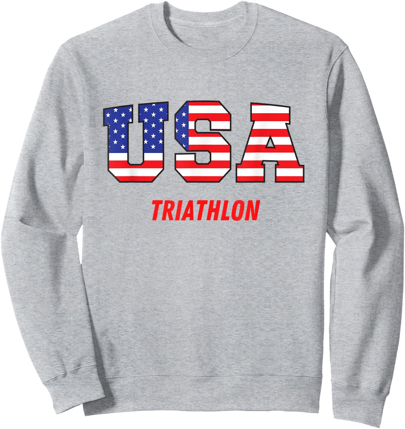 Triathlon USA Go Team Sport Patriotic American Flag Sweatshirt - Sweatshirt | Ash