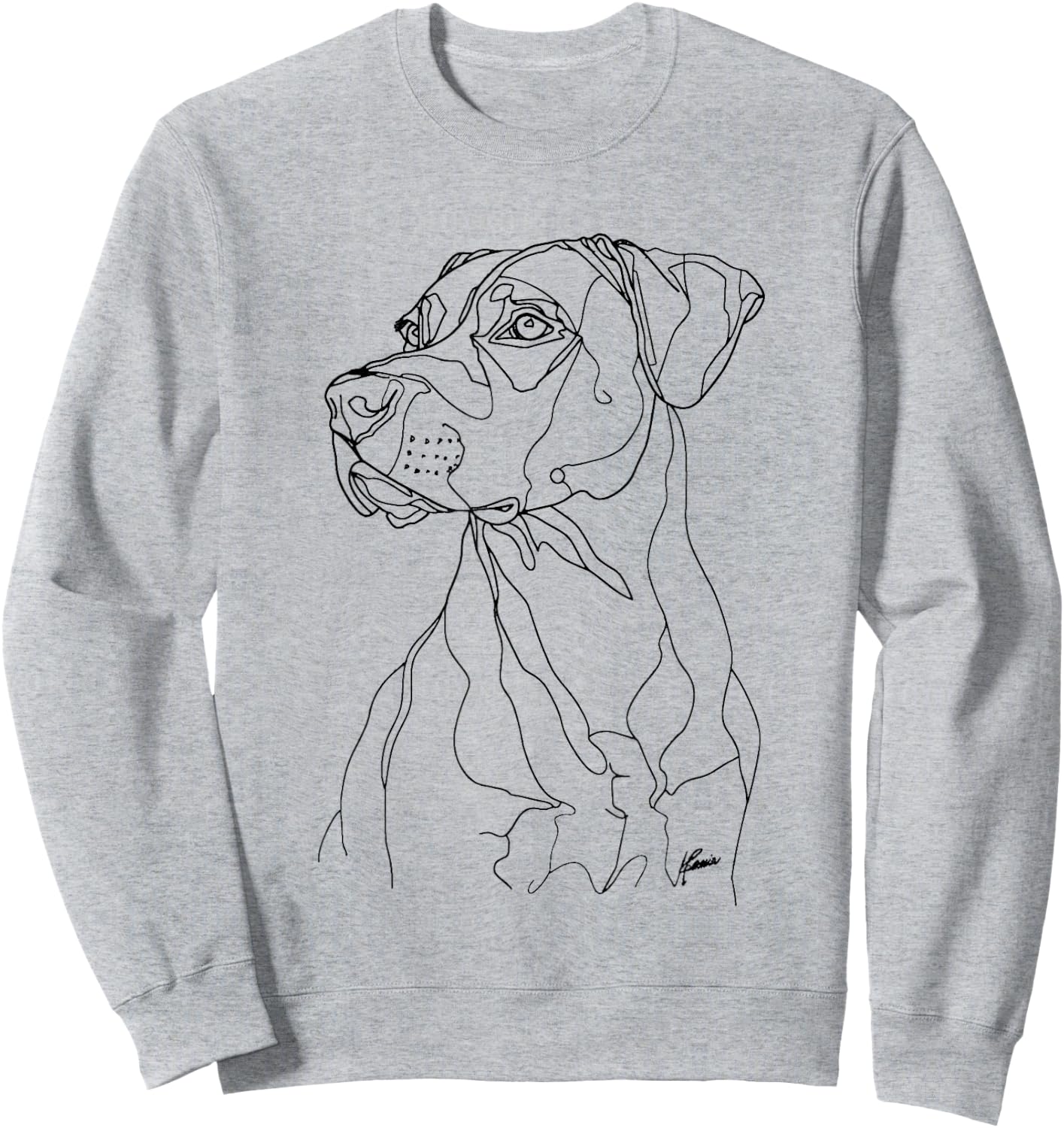 Black Mouth Cur Dog Line Art Minimalist Mom Dad Sweatshirt - Sweatshirt | Ash