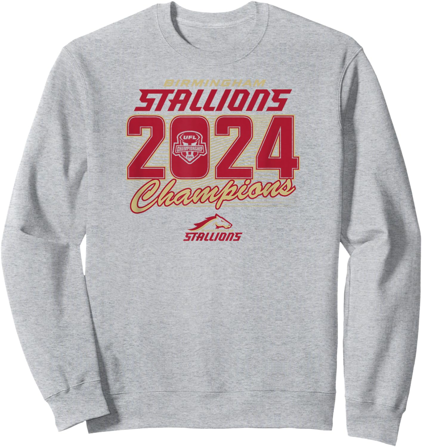 Birmingham Stallions - 2024 UFL Champions - UFL Sweatshirt - Sweatshirt | Ash