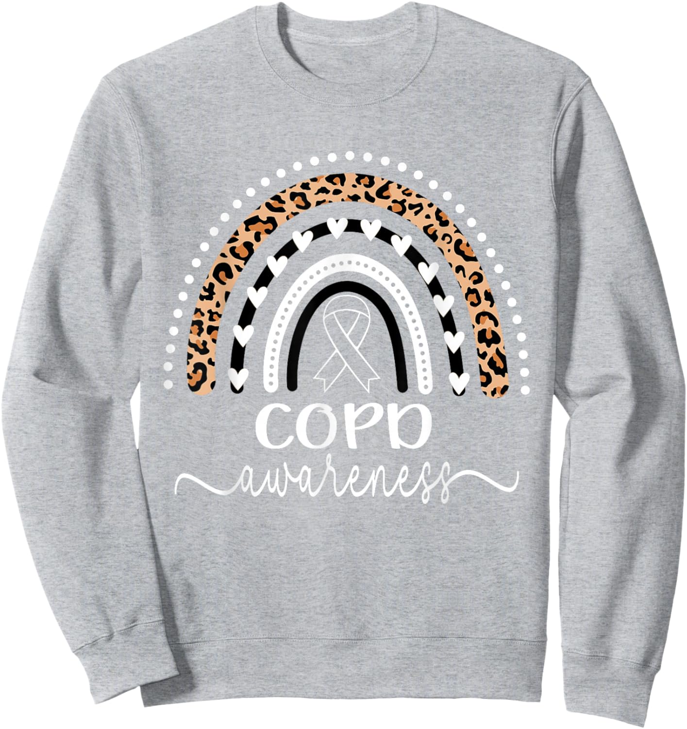 COPD Awareness Wear Orange Leopard Rainbow Sweatshirt - Sweatshirt | Ash