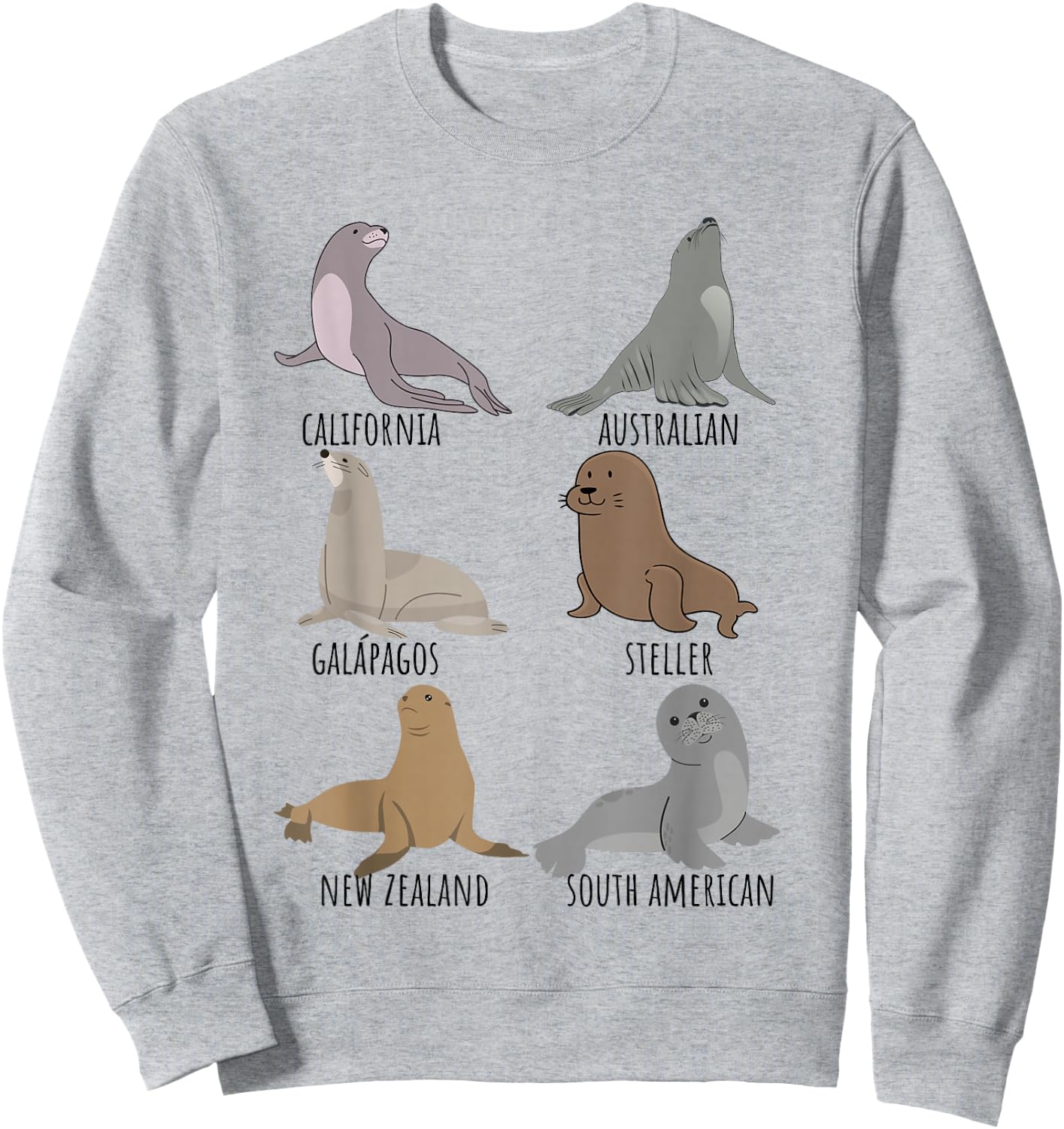 Seal Species Collection For Sea Lion Animal Lovers Biologist Sweatshirt - Sweatshirt | Ash
