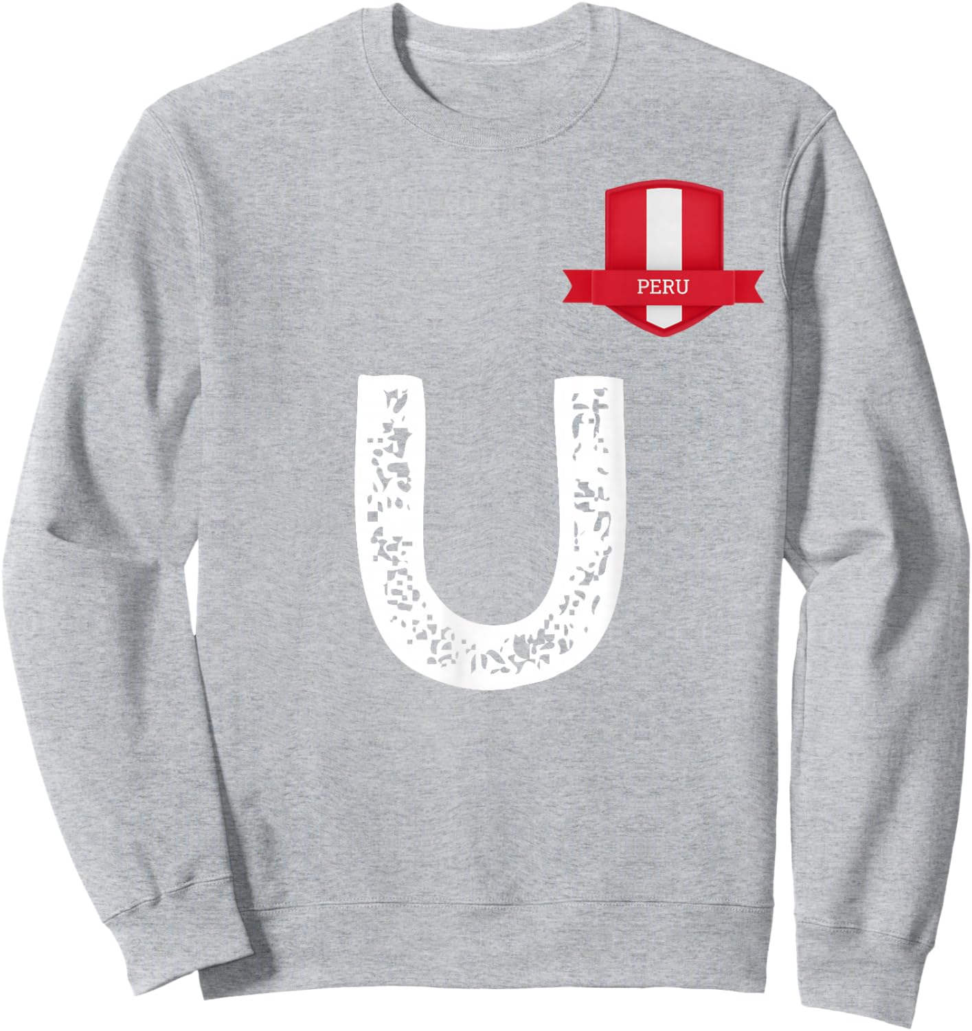 Peru Human-Flag Letter U Peru Sweatshirt - Sweatshirt | Ash