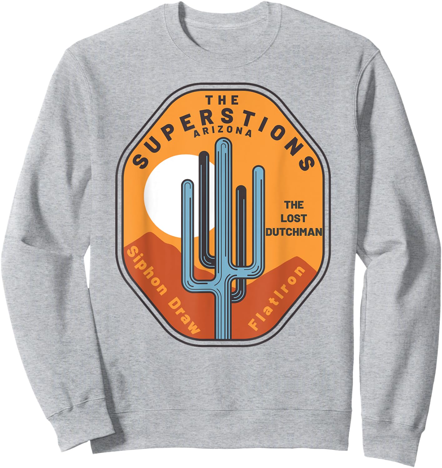 Arizona Retro Vintage Saguaro SUPERSTITIONS MOUNTAINS Sweatshirt - Sweatshirt | Ash