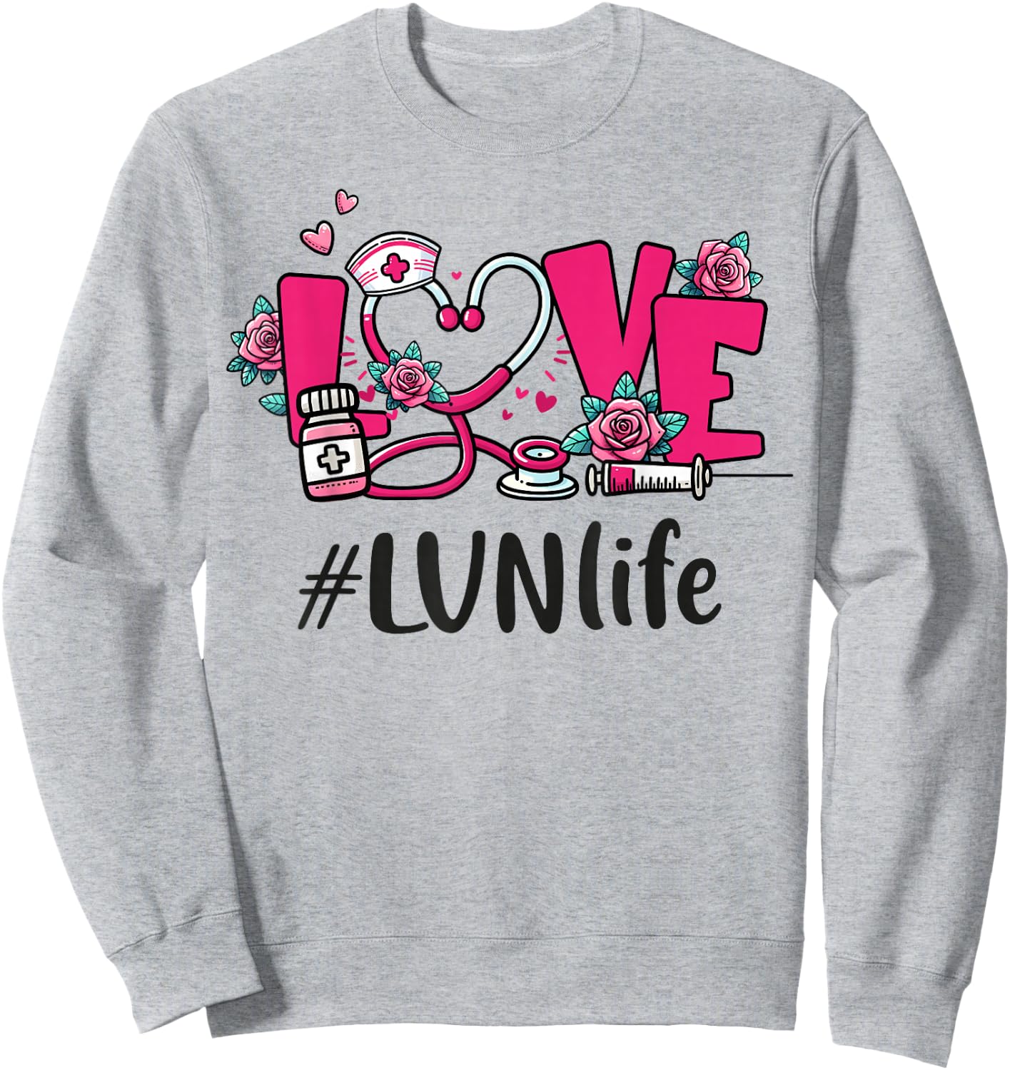 LVN Licensed Vocational Nurse Love Valentines Appreciation Sweatshirt - Sweatshirt | Ash