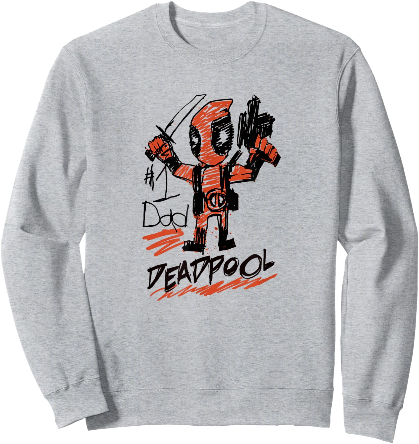 Marvel Deadpool #1 Dad Deadpool Sketch Father's Day Sweatshirt - Sweatshirt | Ash