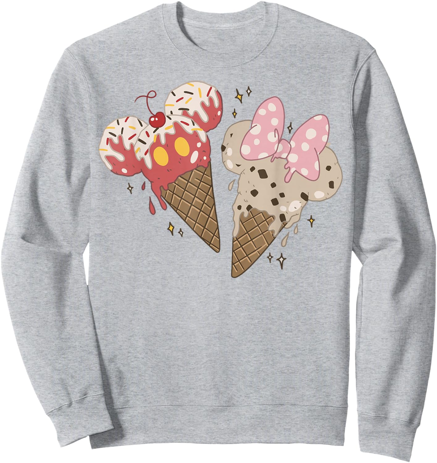 Disney Mickey And Friends Mickey & Minnie Ice Cream Cones Short Sleeve Sweatshirt - Sweatshirt | Ash