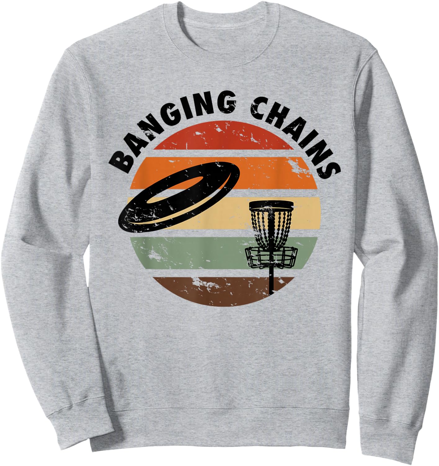 Banging Chains Disc Golf Retro Frisbee Sweatshirt - Sweatshirt | Ash