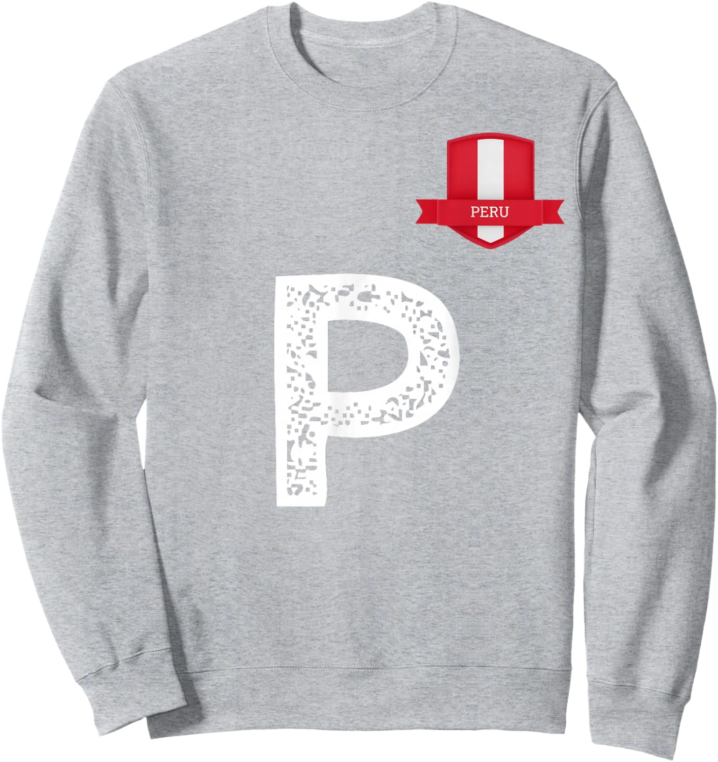 Peru Human Flag Letter P Peru Sweatshirt - Sweatshirt | Ash