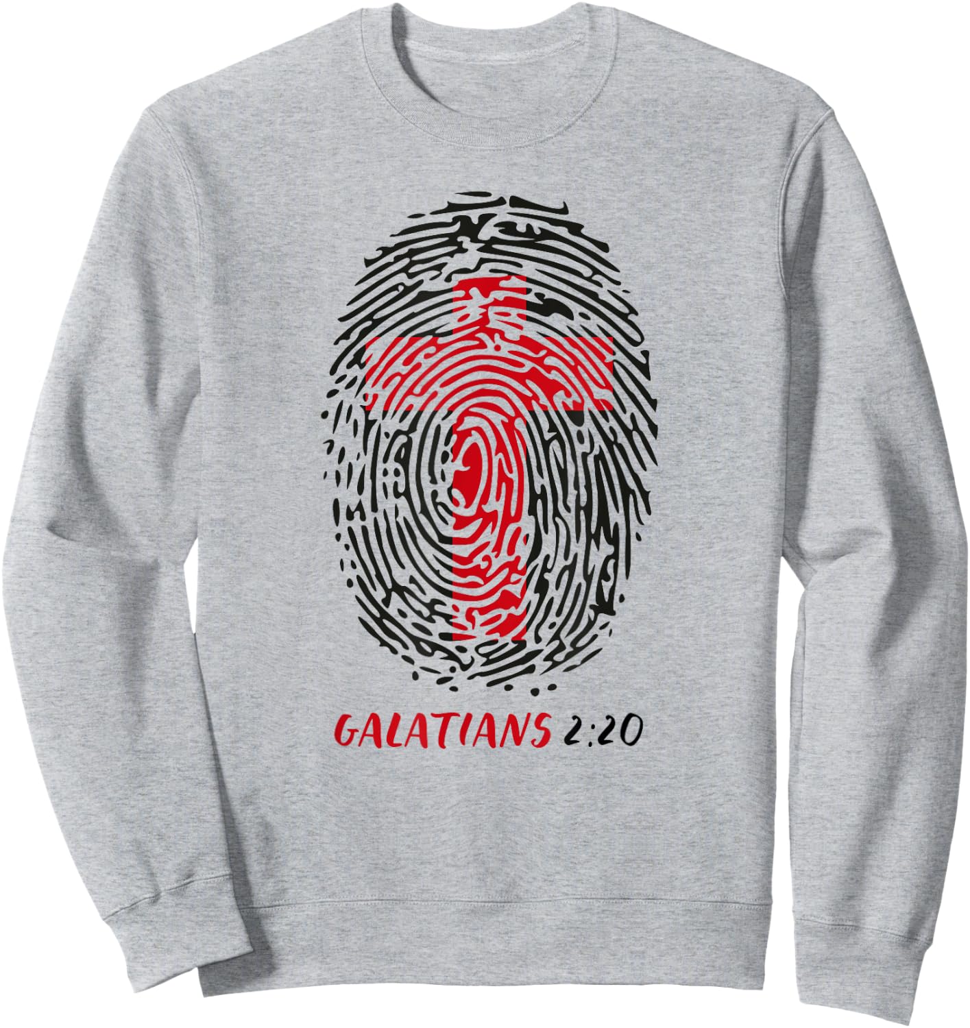 Galatians 2:20 - My Identity in Christ Cross in Thumbprint Sweatshirt - Sweatshirt | Ash