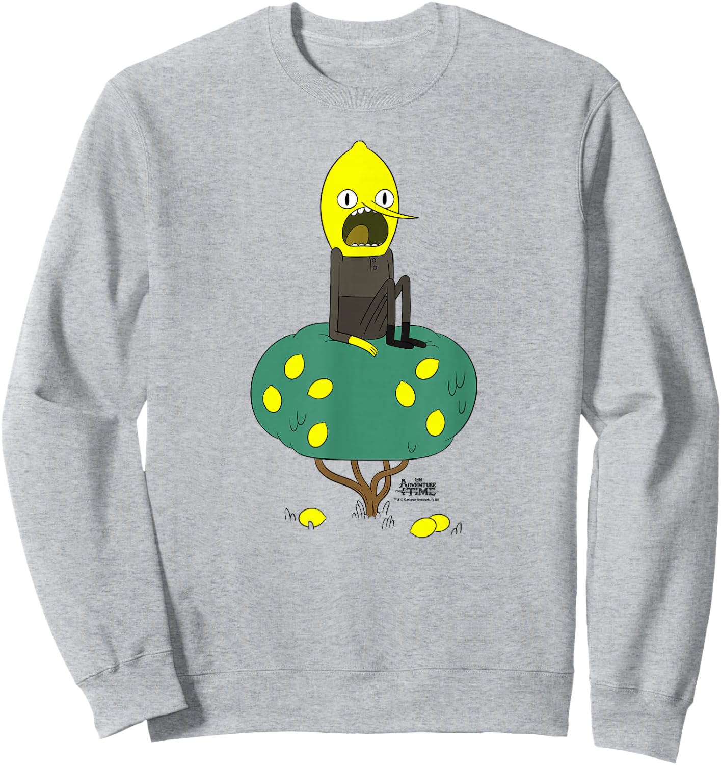 Cartoon Network Adventure Time Lemongrab Tree , Men's, Blue, Small, Short Sleeve, Classic Fit, Cotton 60% Polyester 40% Sweatshirt - Sweatshirt | Ash