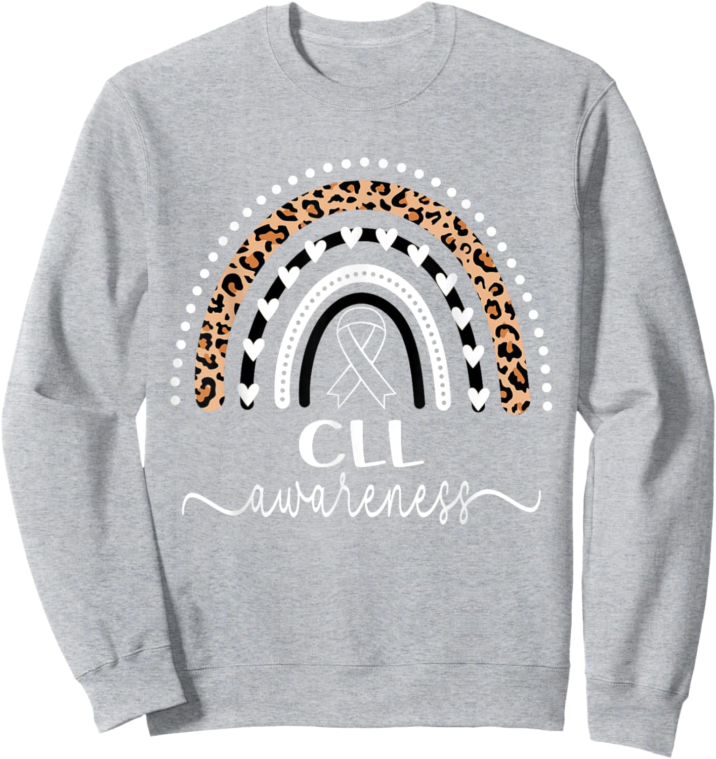 Leukemia CLL Awareness Wear Orange Leopard Rainbow Sweatshirt - Sweatshirt | Ash