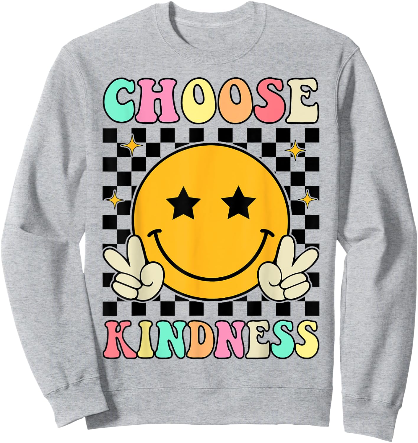 Choose Kindness Retro Groovy Kindness Inspirational , Small Sweatshirt - Sweatshirt | Ash