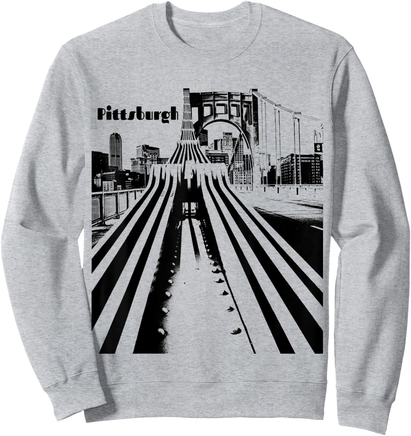 Pittsburgh City Skyline Bridge Steel City Pennsylvania 412 Sweatshirt - Sweatshirt | Ash
