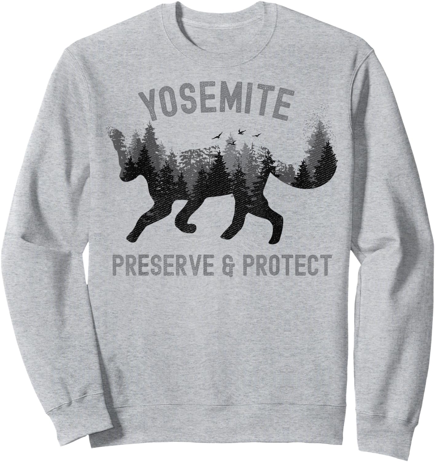 Preserve & Protect Fox Yosemite Vintage Wildlife Sweatshirt - Sweatshirt | Ash