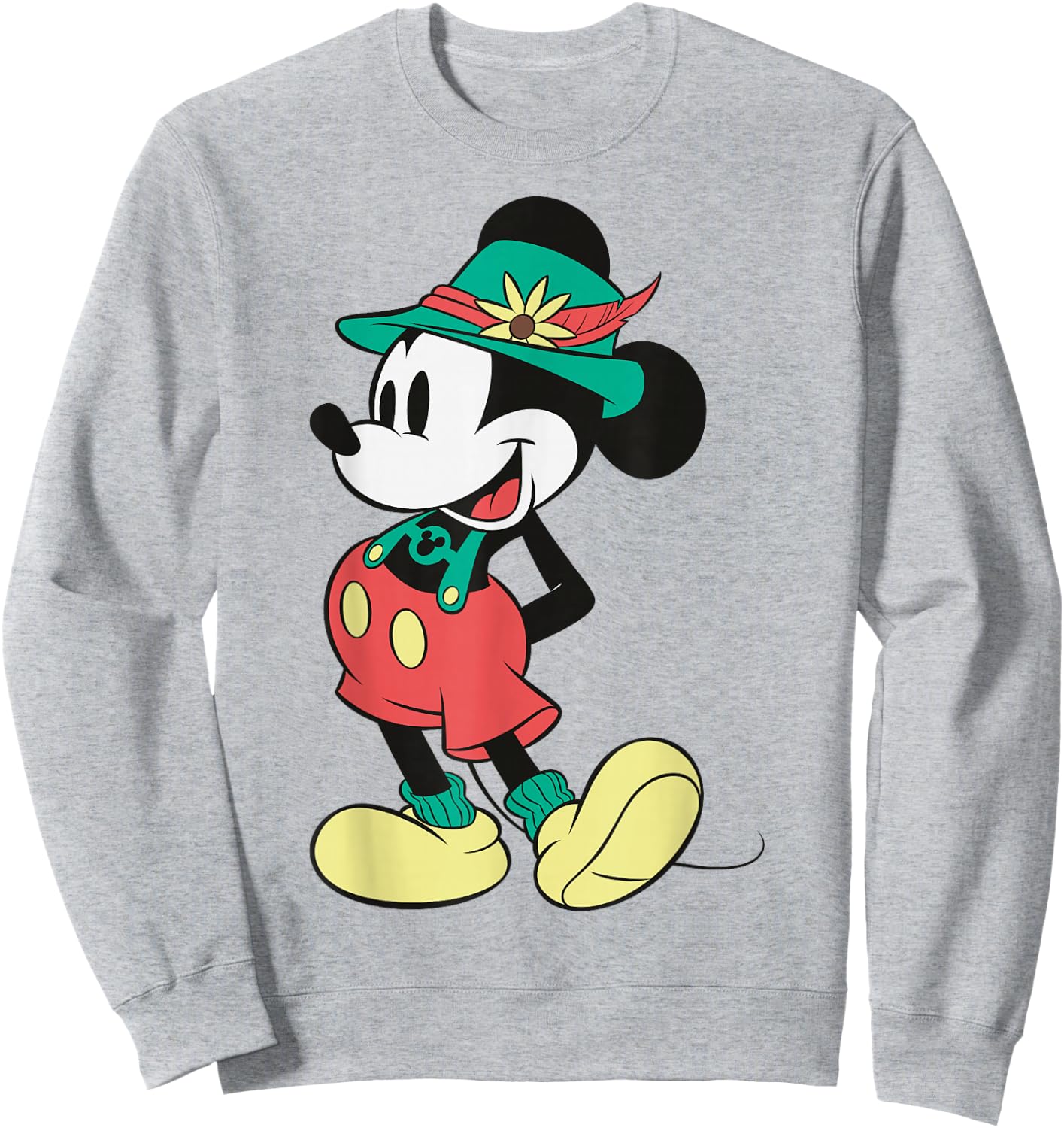 Disney Mickey And Friends Mickey Mouse Lederhosen Portrait Sweatshirt - Sweatshirt | Ash