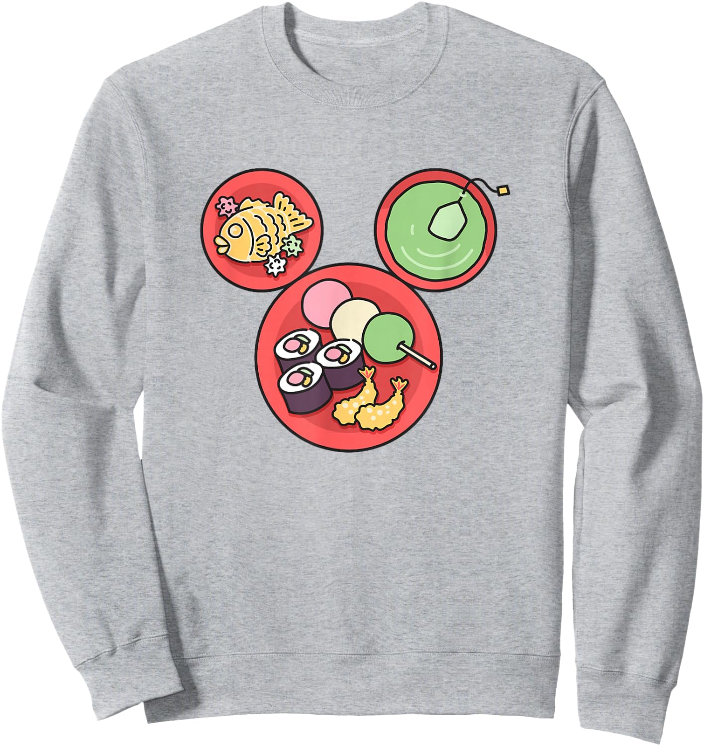 Disney Mickey and Friends Japanese Food Plates Mickey Ears Sweatshirt - Sweatshirt | Ash