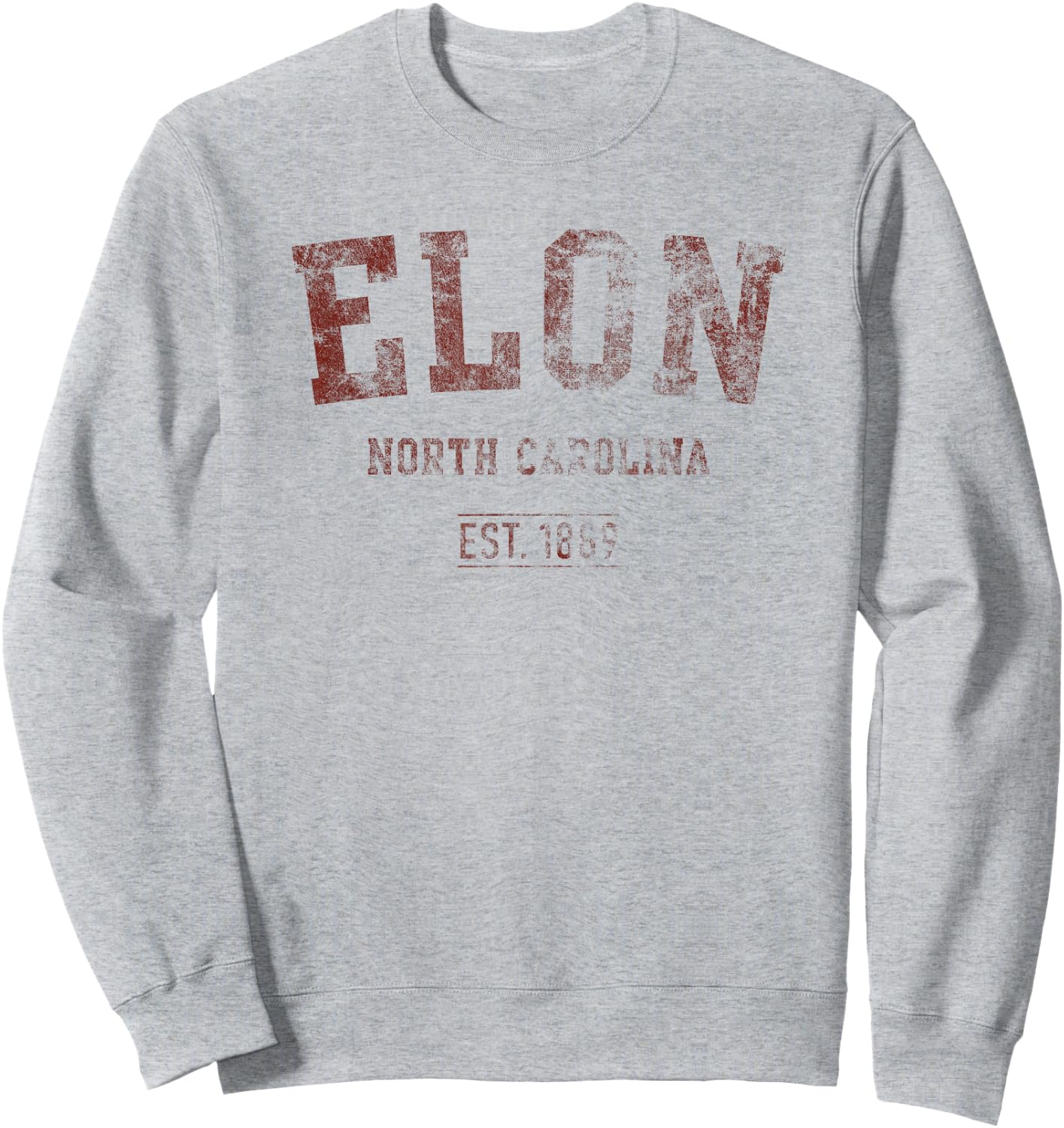 Elon North Carolina Distressed Text Sport Style Sweatshirt - Sweatshirt | Ash