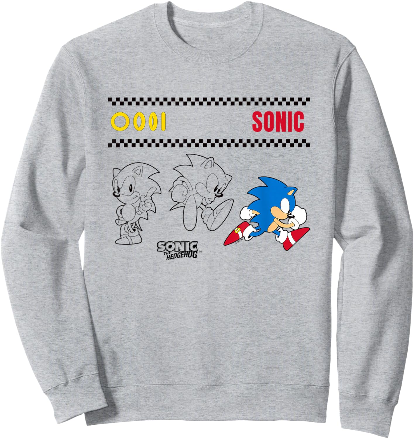 Sonic The Hedgehog Many Poses Cute Sketches Sweatshirt - Sweatshirt | Ash