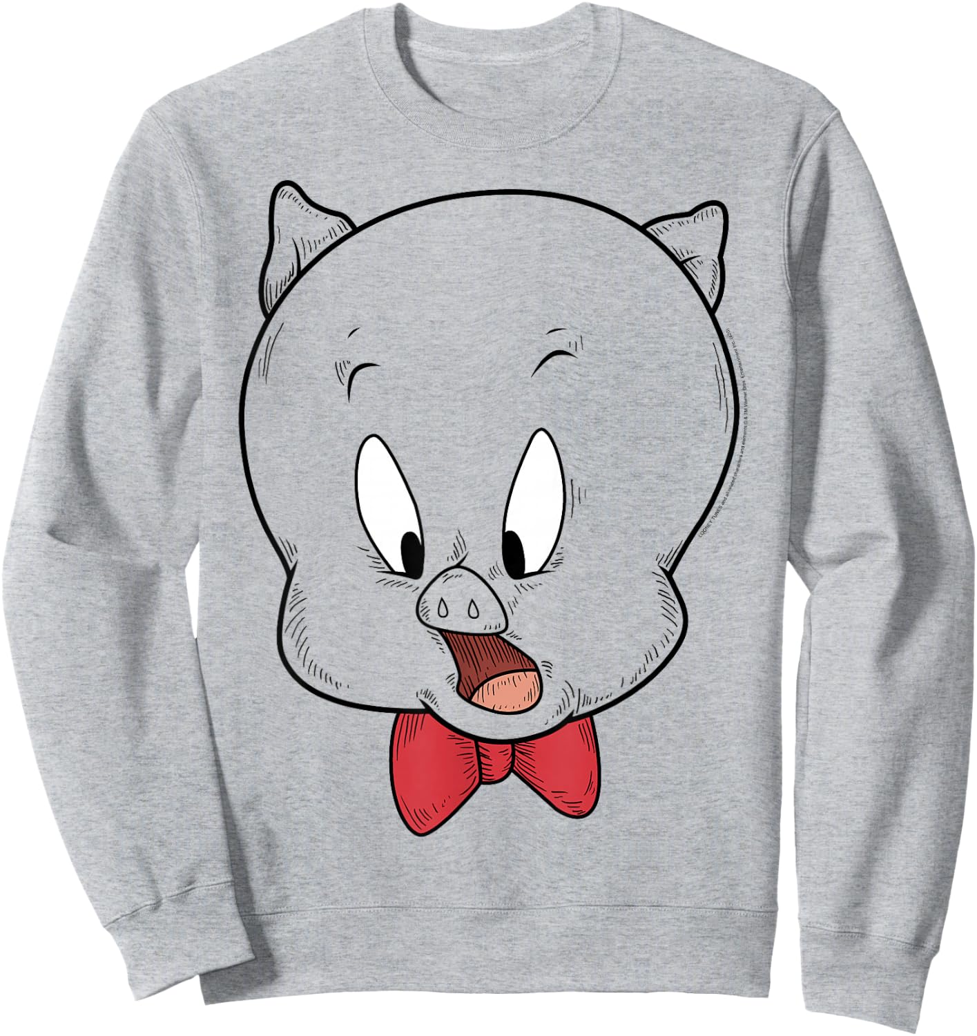Looney Tunes Porky Pig Face Line Art Sweatshirt - Sweatshirt | Ash