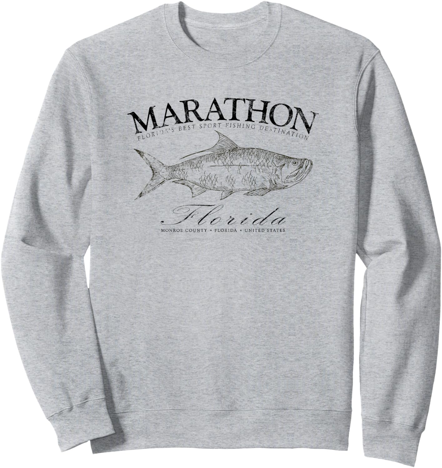 Marathon Tarpon Fishing in Monroe County Florida Sweatshirt - Sweatshirt | Ash