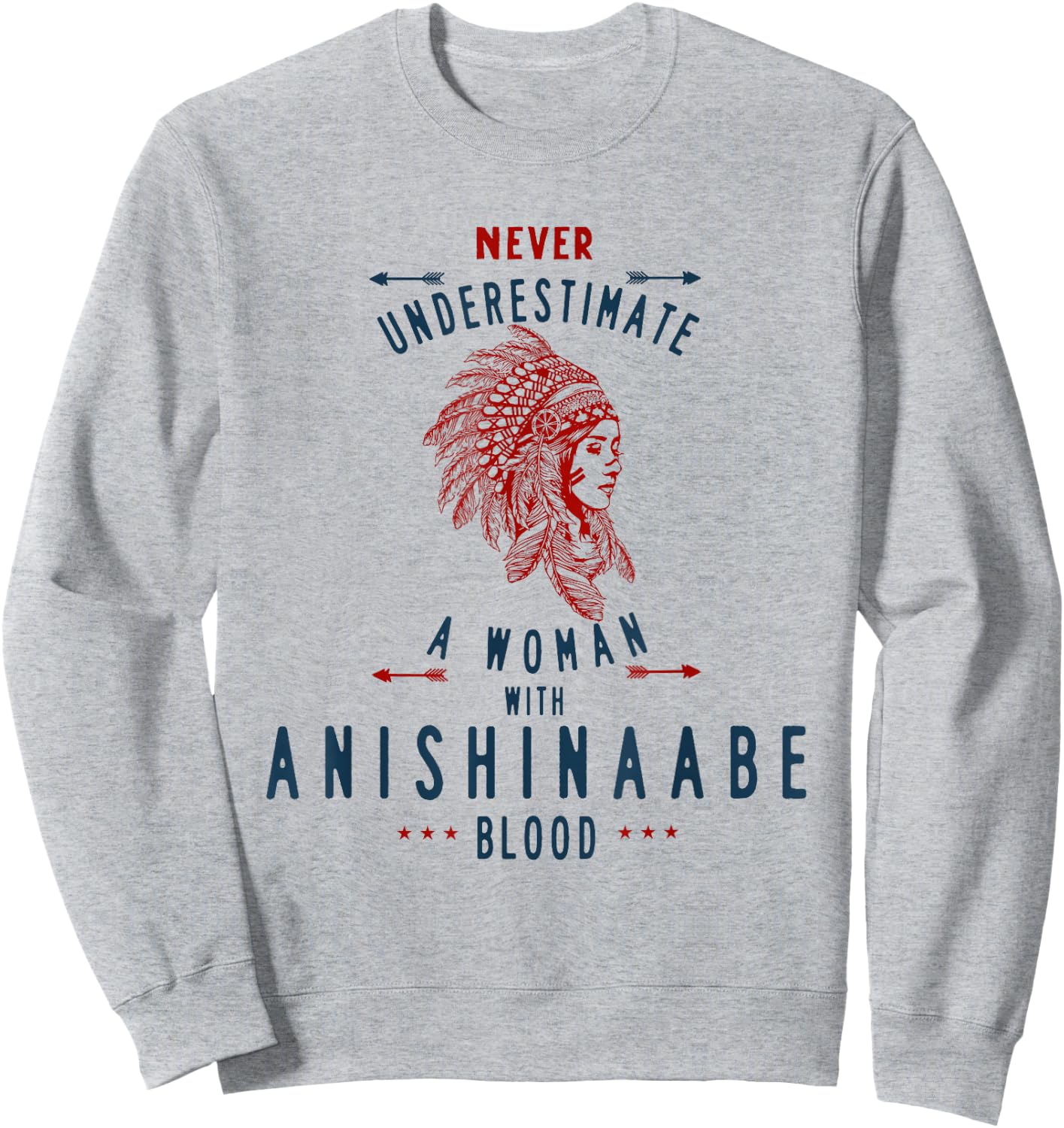 Anishinaabe Native American Indian Woman No Underestimate Sweatshirt - Sweatshirt | Ash