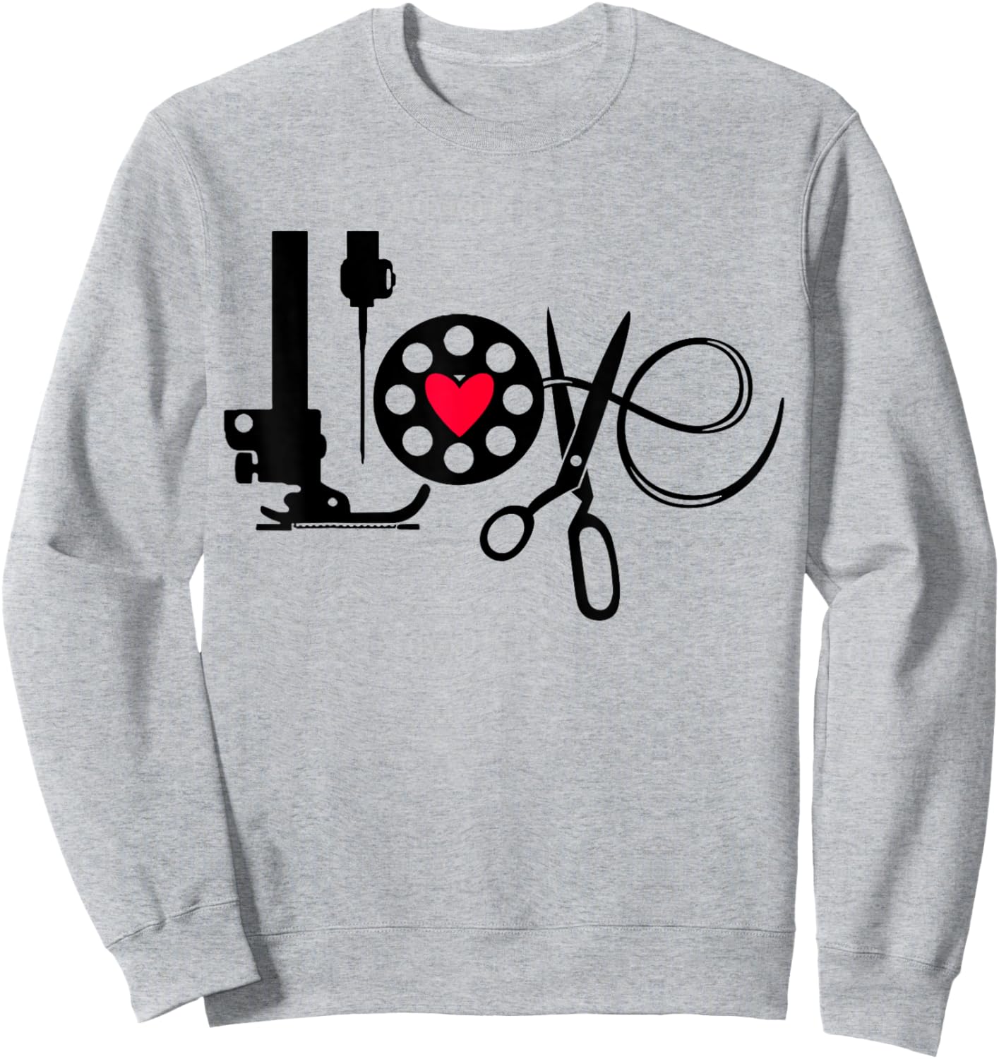 QuiltIing Sewing Heart Love Quilting Quilter Sewer Sewing Sweatshirt - Sweatshirt | Ash