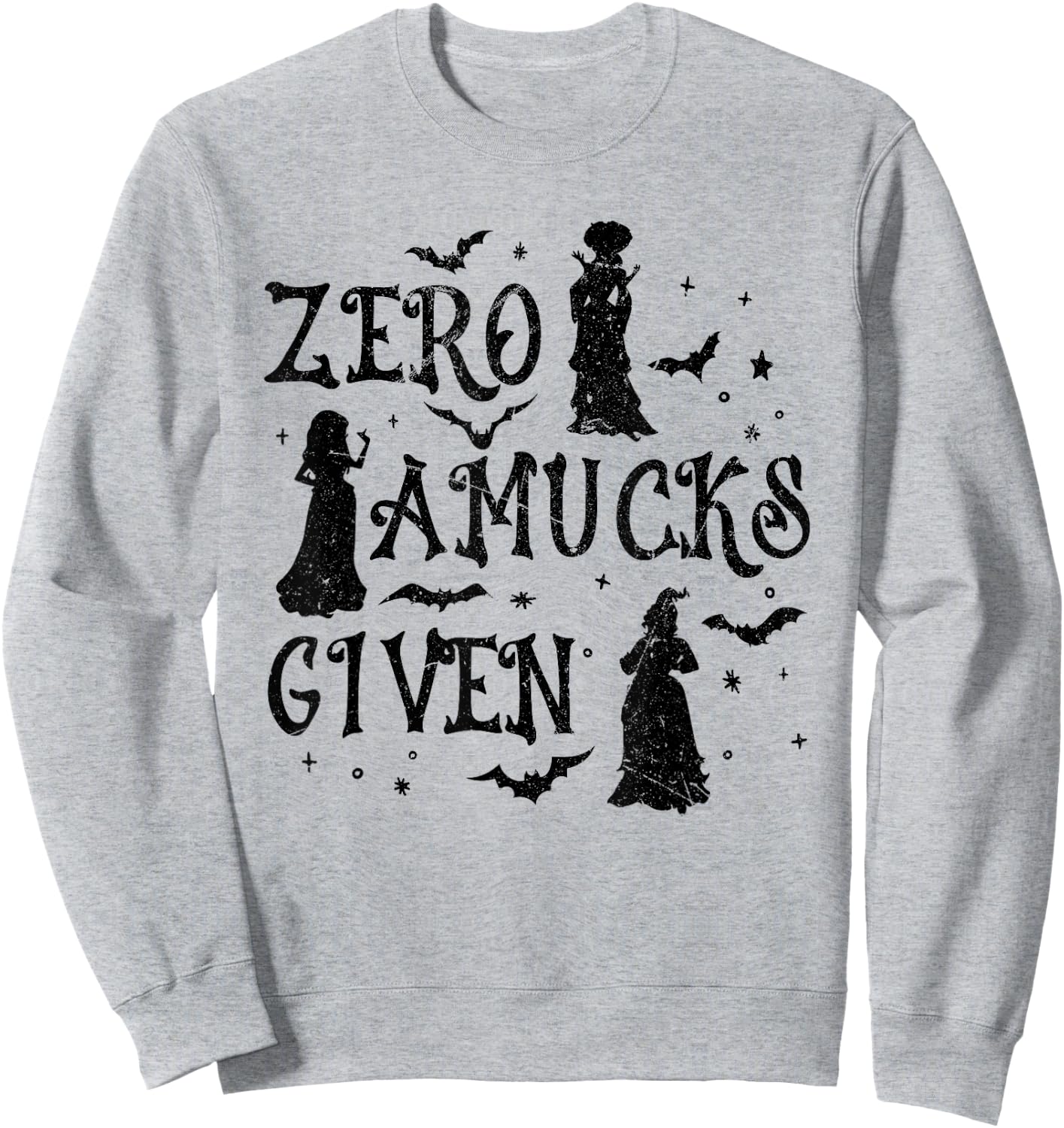 Zero Amucks Given Witches Bats Halloween Sweatshirt - Sweatshirt | Ash