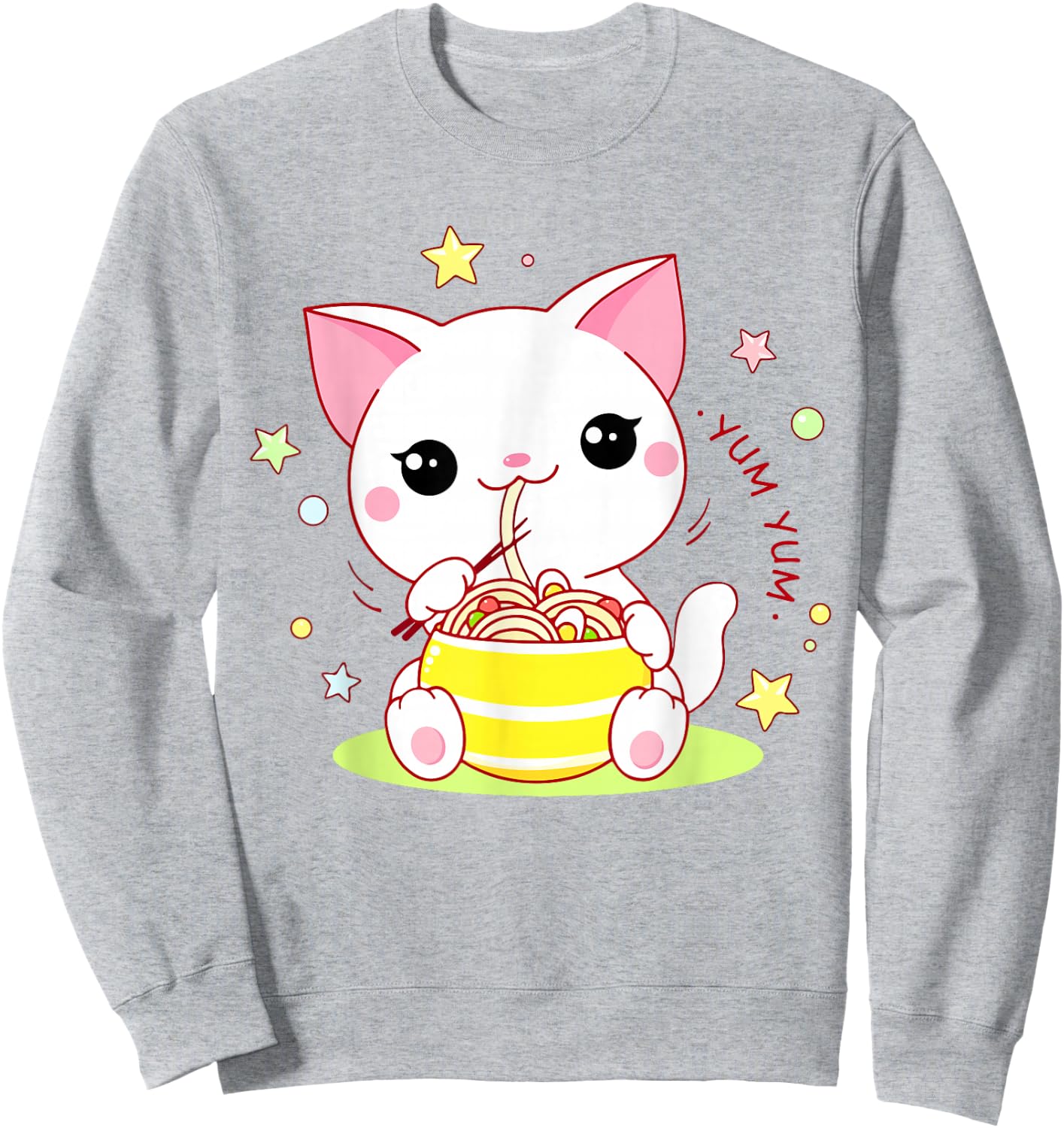Girl Cat Ramen Noodle Cute Teen Girl Toddler Kawaii Anime Sweatshirt - Sweatshirt | Ash