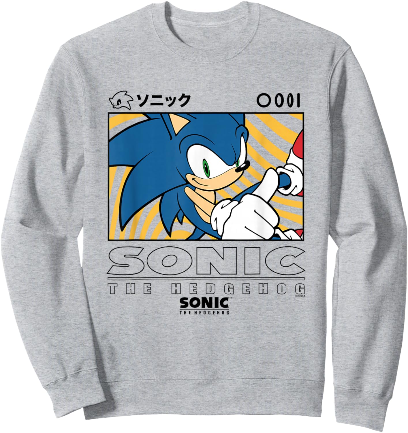 Sonic The Hedgehog Wavy Background Kanji Portrait Sweatshirt - Sweatshirt | Ash