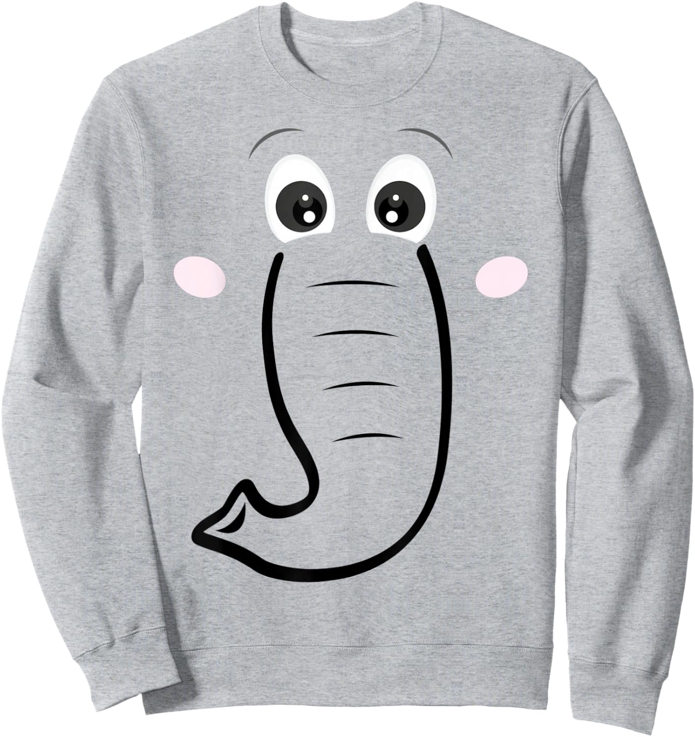 Elephant Face, Cartoon Style, Easy Halloween Costume Sweatshirt - Sweatshirt | Ash