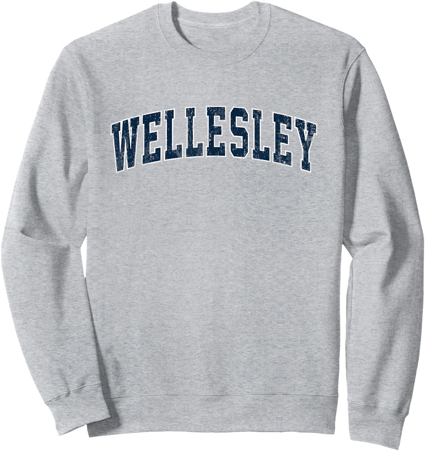 Wellesley Massachusetts MA Vintage Sports Design Navy Design Sweatshirt - Sweatshirt | Ash