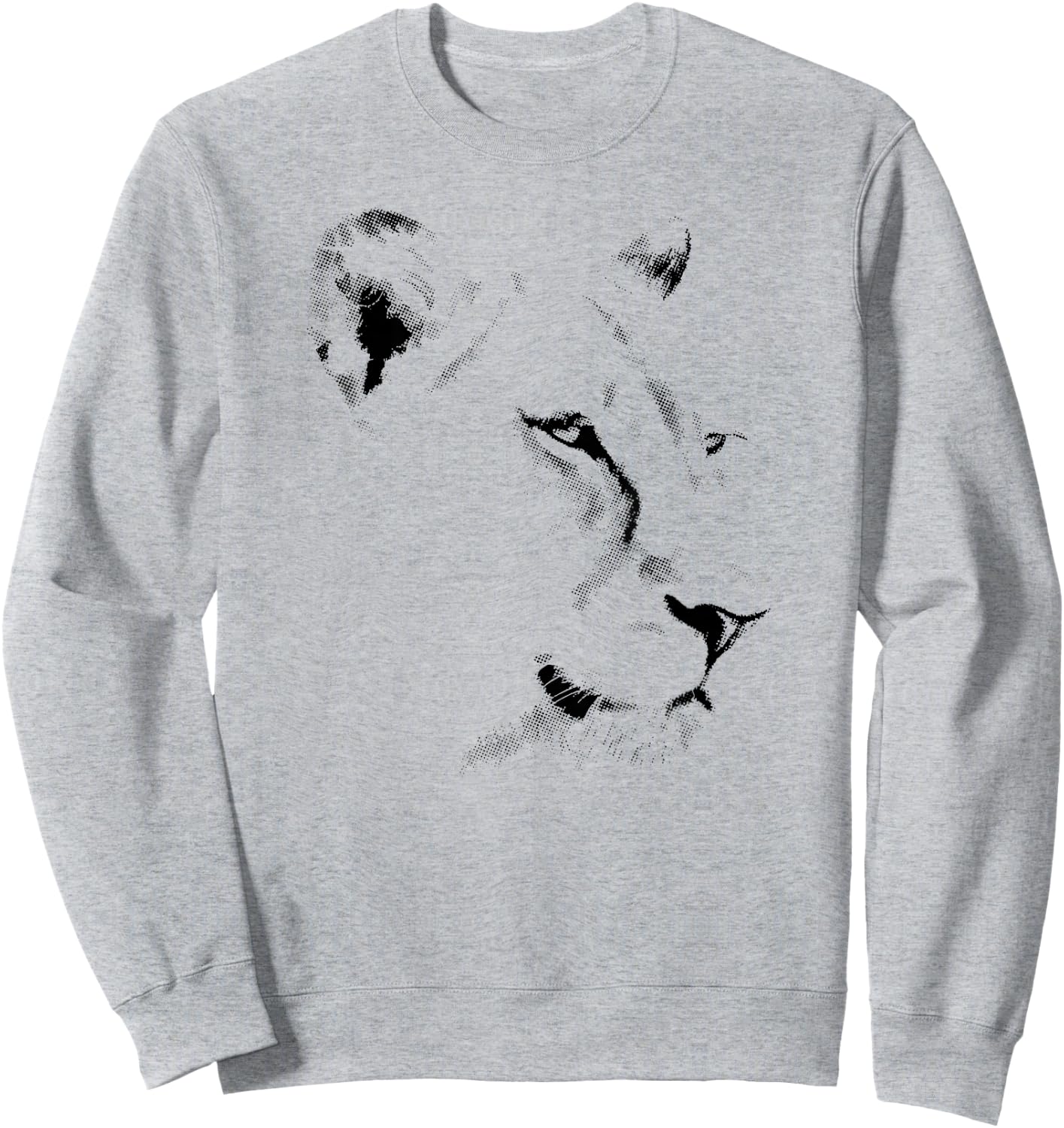 Lion Face in Minimalist Halftone Dots African Wildlife Sweatshirt - Sweatshirt | Ash