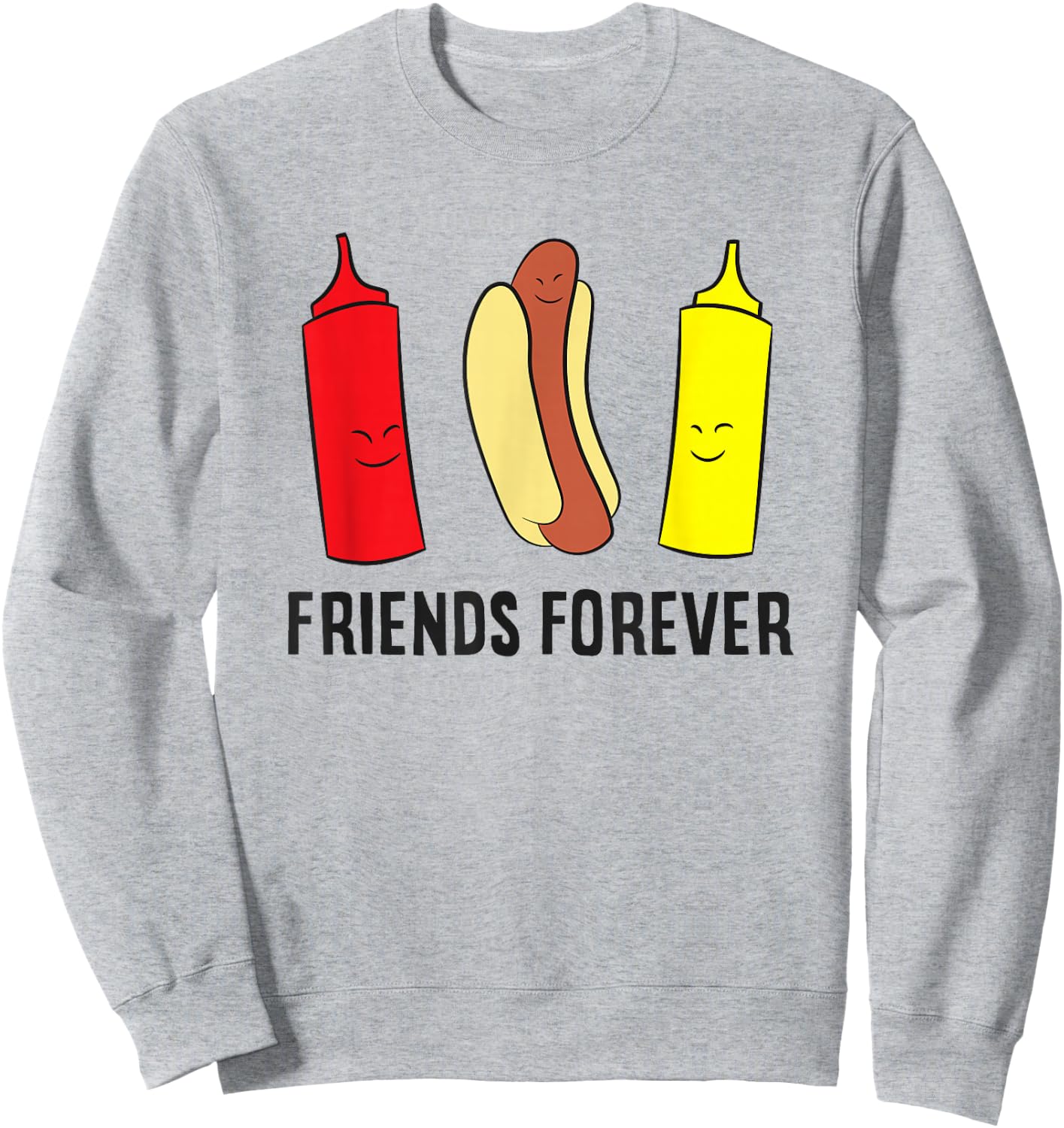 Hotdog Ketchup Mustard Friends Forever Funny Hot Dog Sweatshirt - Sweatshirt | Ash