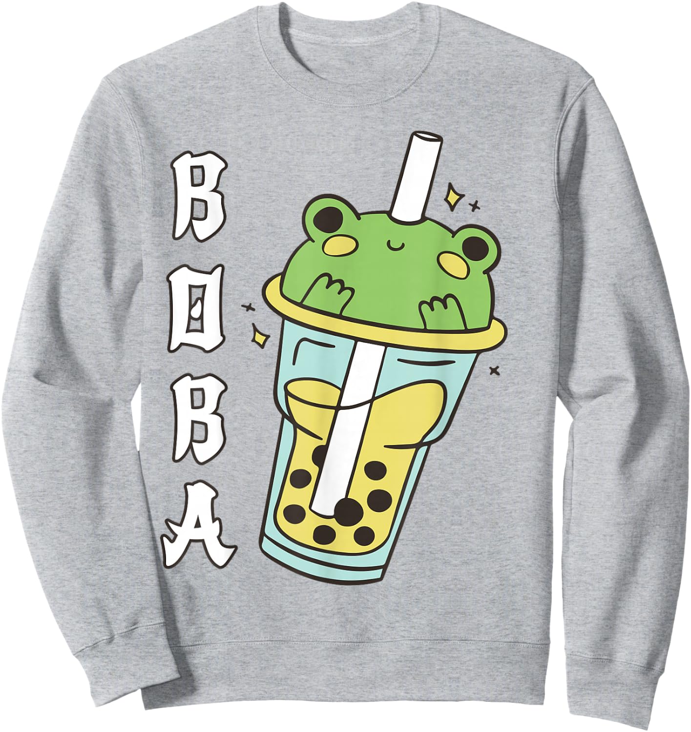 Cute Kawaii Frog Boba Tea Neko Anime Japanese Kids Teen Girl Sweatshirt - Sweatshirt | Ash