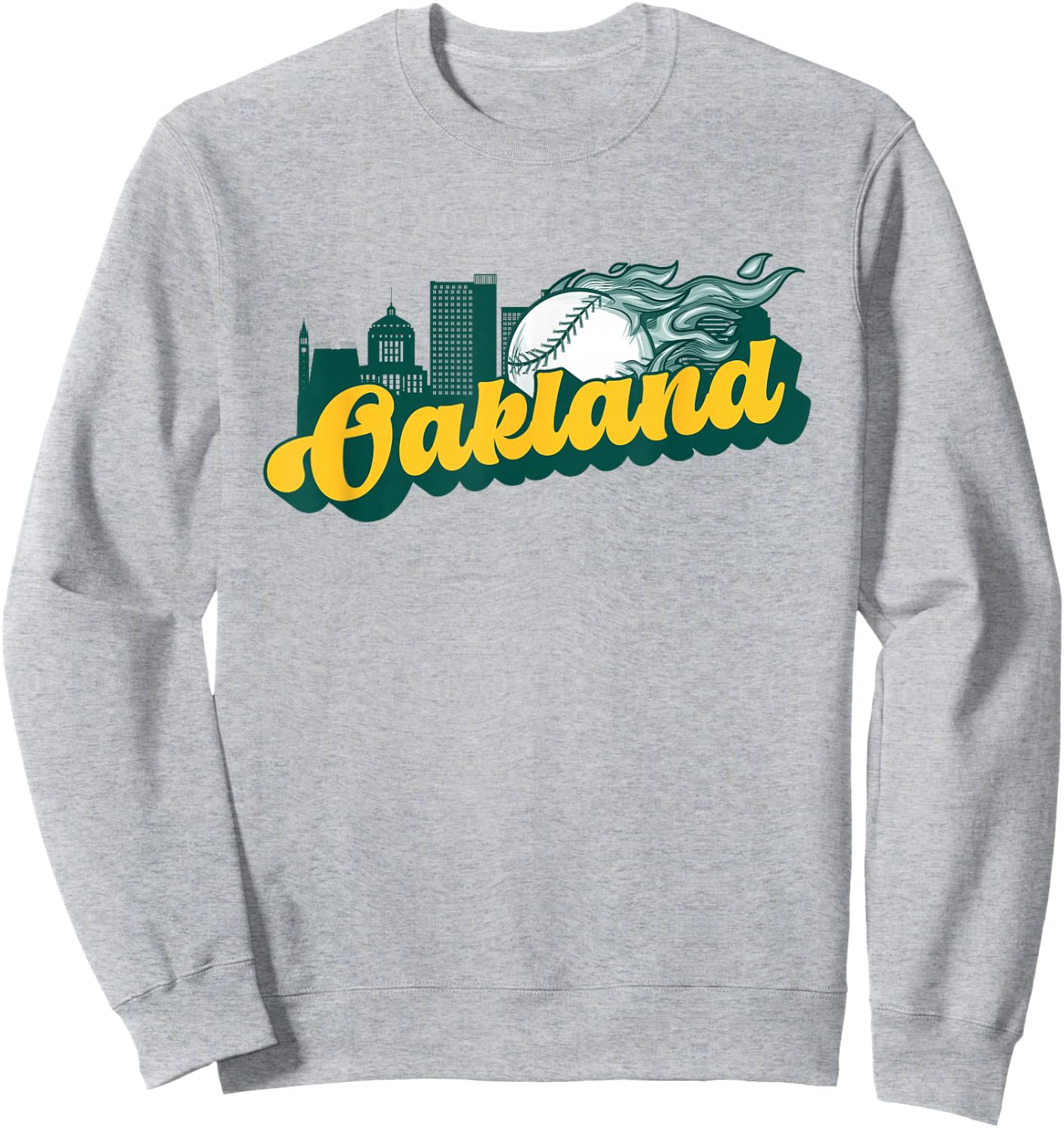 Oakland Baseball Vintage City Skyline Retro Baseball Lover Sweatshirt - Sweatshirt | Ash