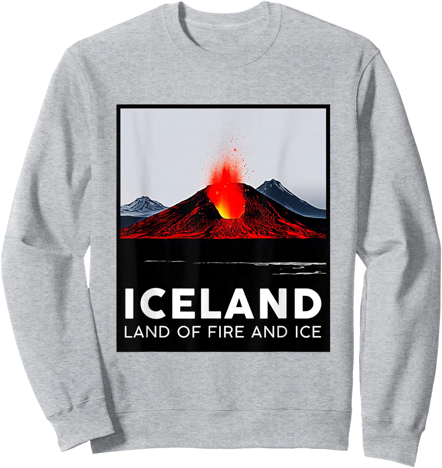 Iceland Volcano Fire Ice Hiking Camping Outdoors Vatnajökull Sweatshirt - Sweatshirt | Ash
