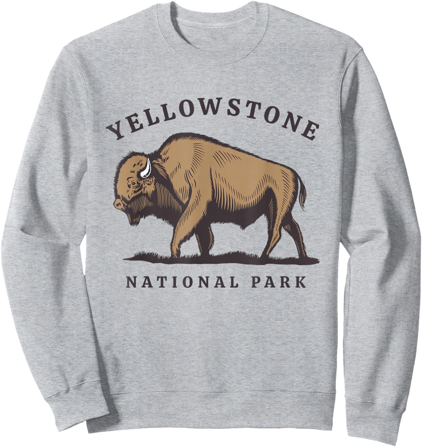 Yellowstone National Park Vintage Buffalo Bison Retro Sweatshirt - Sweatshirt | Ash