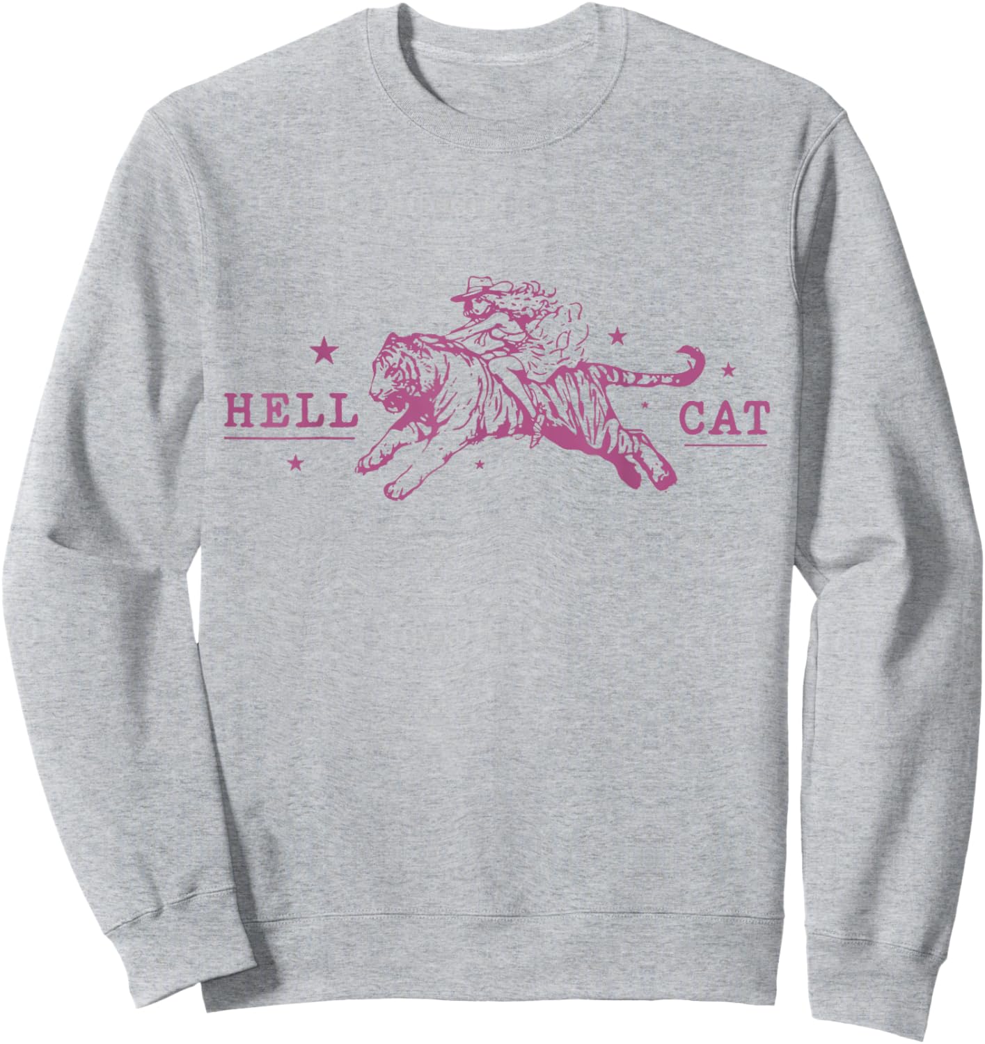 Hell Cat Cowgirl Riding Tiger Vintage Sweatshirt - Sweatshirt | Ash