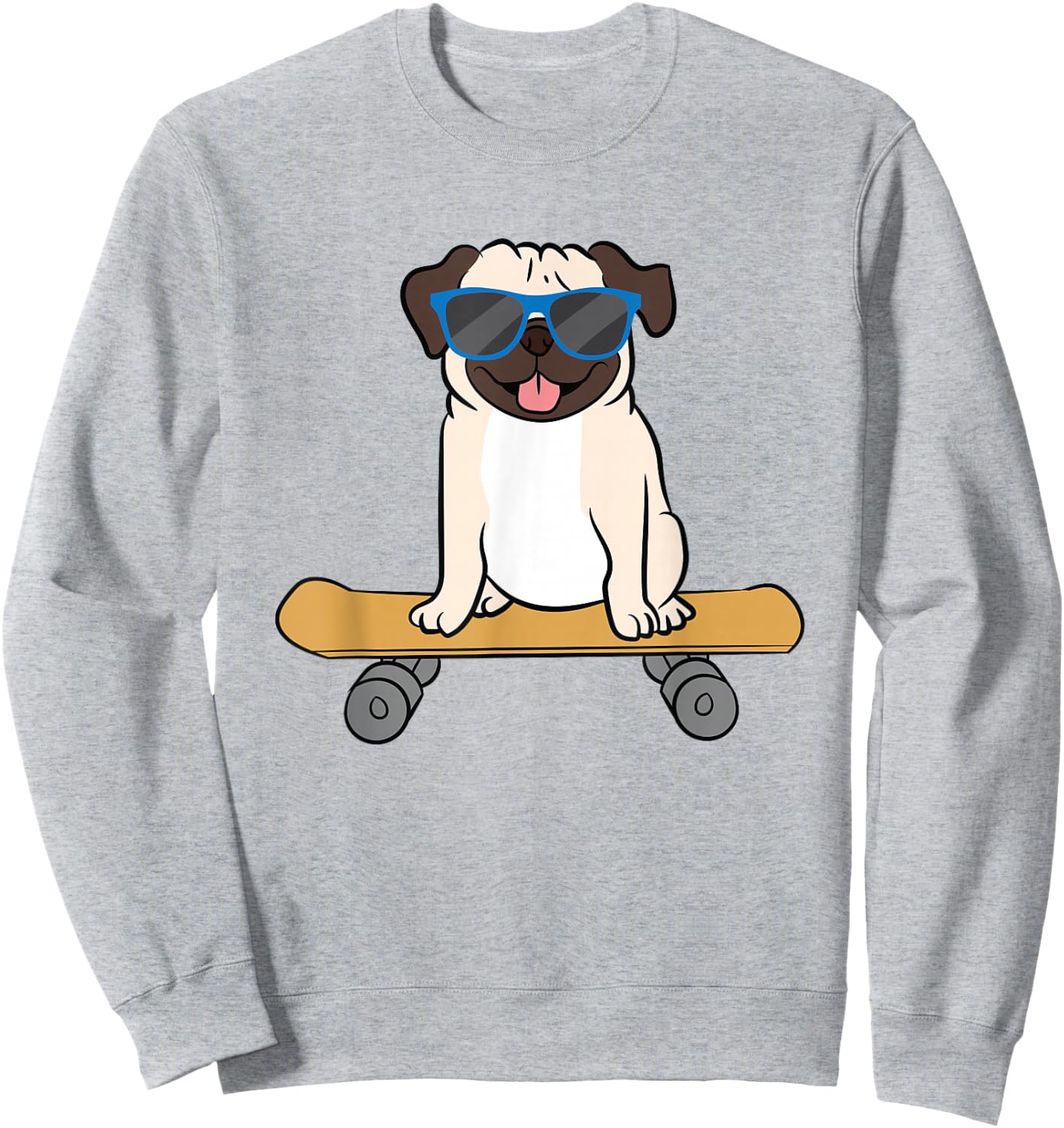 Skateboarding Pug Dog Skateboard Puppy Sweatshirt - Sweatshirt | Ash
